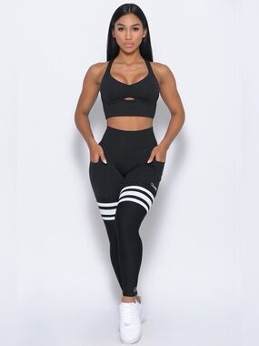Bombshell Sportswear Black Sports Bra & Scrunch Thigh High Athletic Leggings Set